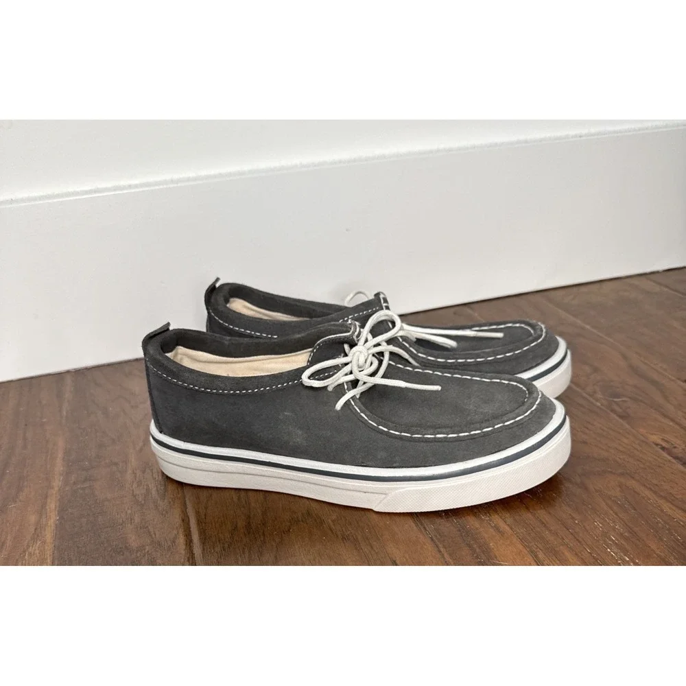 Vans Surf Siders Shoes Mens 6.5 Gray Sneakers Boat Lace Up Womens 8 Suede Casual